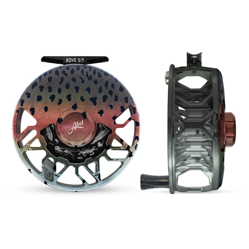 Abel ROVE 5/7 Fly Reel – Native Rainbow / Native Rainbow Drag Knob – Fresh / Salt Drag Plate & Ebony Handle