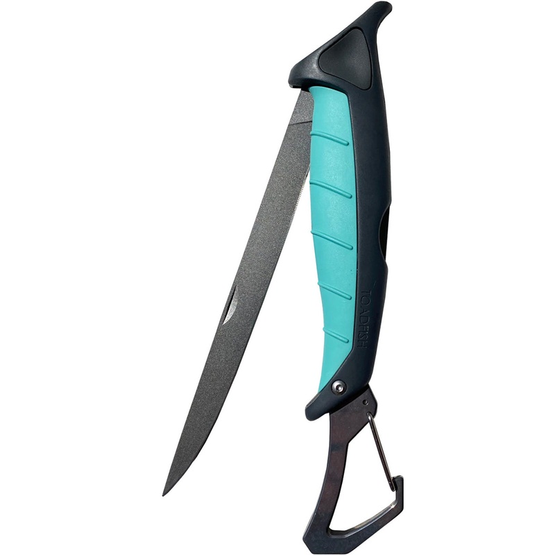 Toadfish Stowaway 7″ Folding Fillet Knife with built in Carabiner-Teal