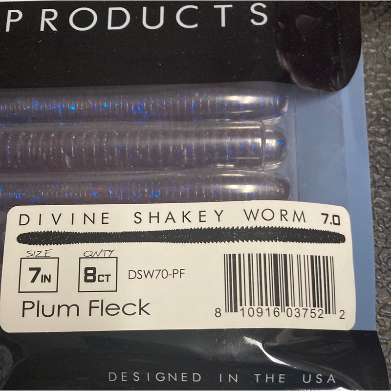 6th Sense Divine Shakey Worm 7.0″ Plum Fleck