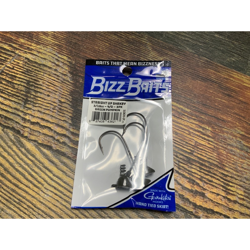 Bizz Baits Straight Shakey Head 3/16 oz. 4/0 Green Pumpkin