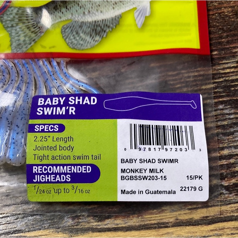 Bobby Garland Baby Shad 2″ Swimr Monkey Milk