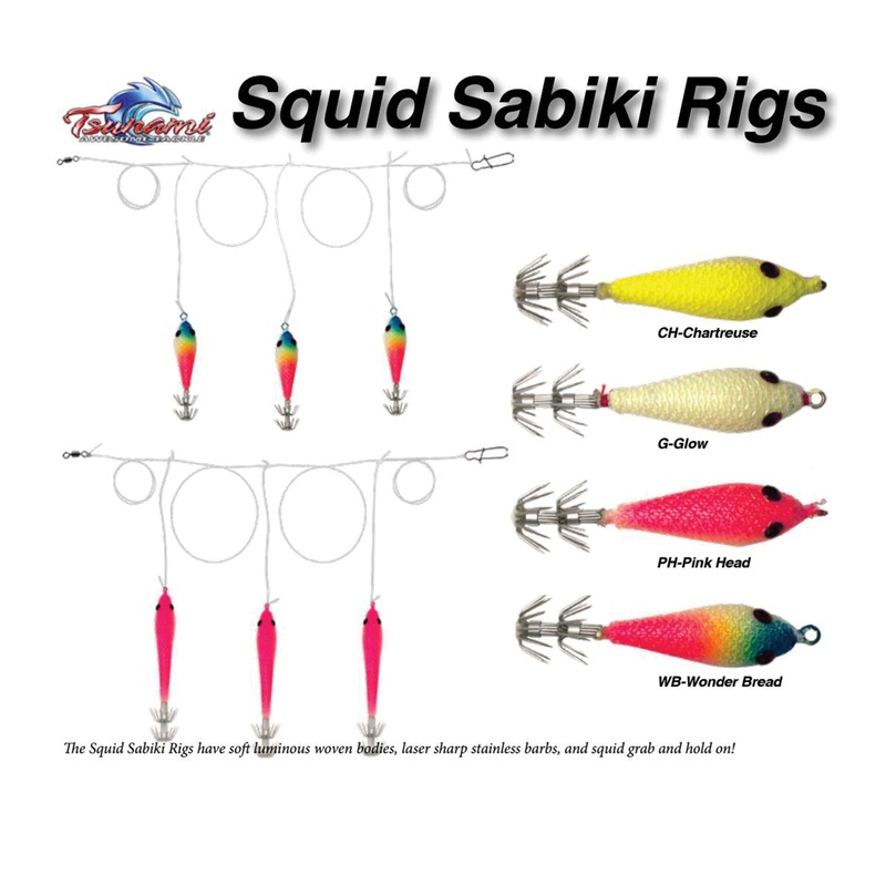 Tsunami Squid Jig Sabiki Rig 2.5″ & 4″