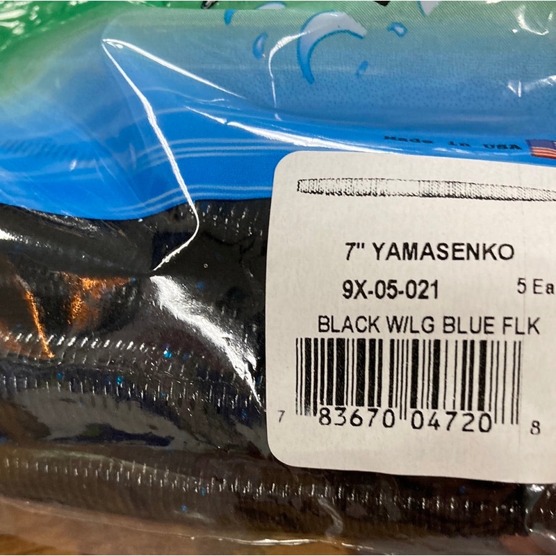 Yamamoto Senko 7″ Black Worm/ Lg Blue Flk