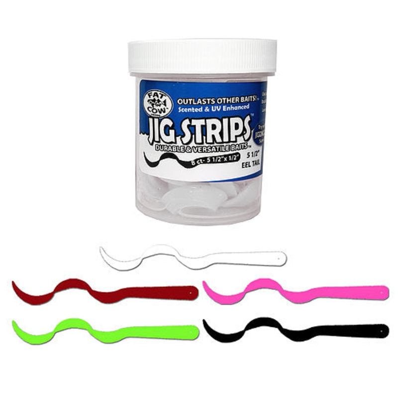Fat Cow Jig Strips Eel Tail 5 1/2″- 8 ct Squid Scented
