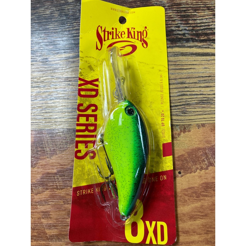 Strike King Pro Model 8XD Chartreuse Blue Black Splatterback