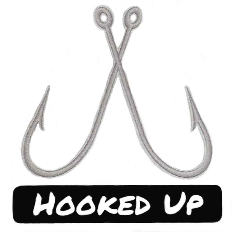 Crossed Fish Hooks Hooked Up Decal