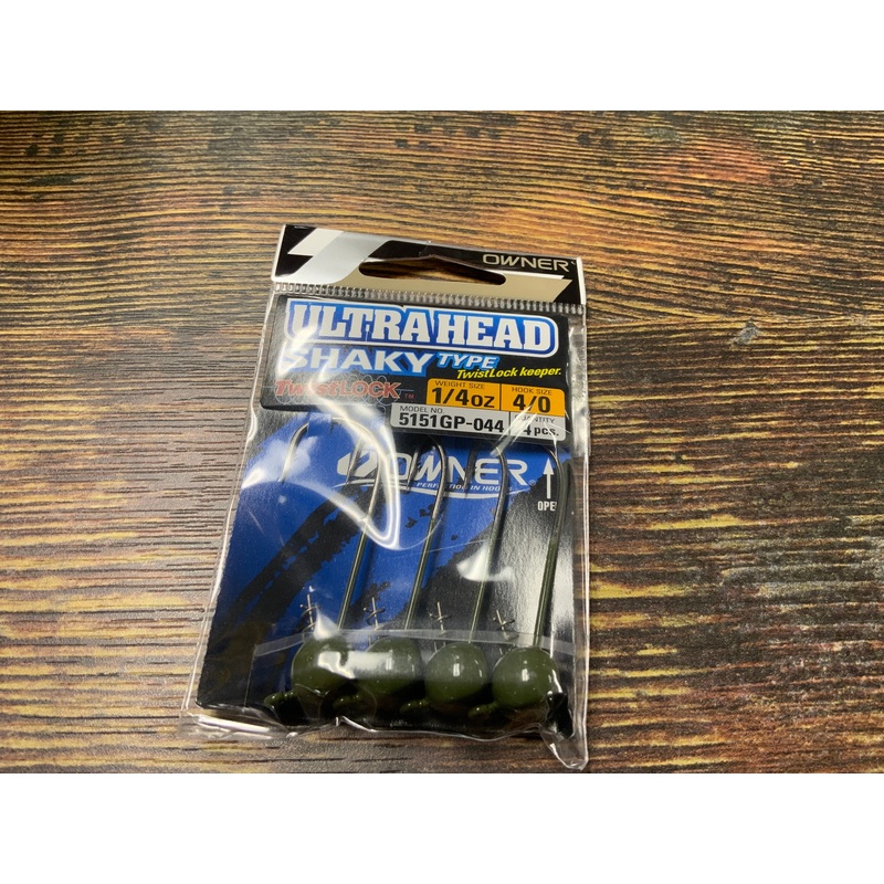 Owner Ultra Shaky Head 1/4 oz.4/0 Green Pumpkin