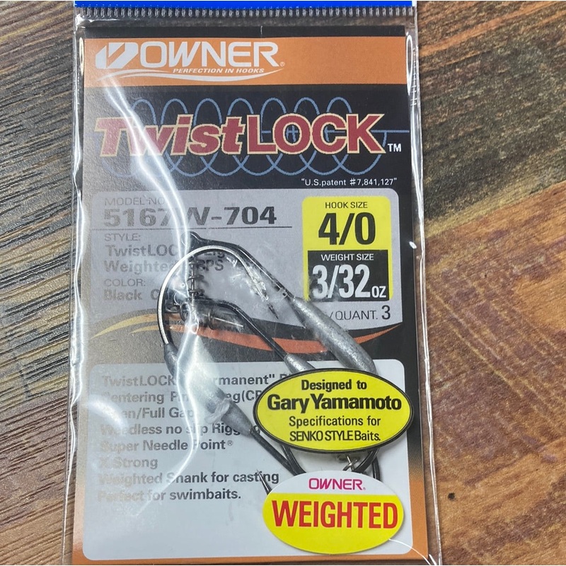 Owner Twist Lock Weighted 3/32 oz. 4/0 Chrome Black