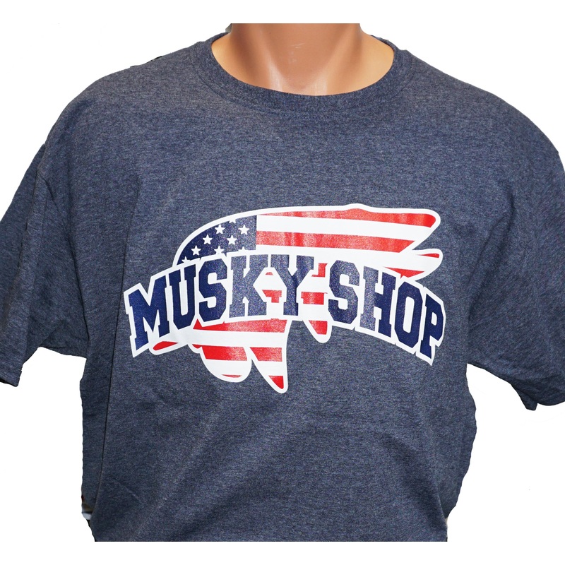 Musky Shop Heather Navy US Logo T-Shirt