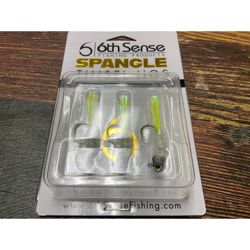 6th Sense Spangle Tinsel Jigs 1/16 oz. Shad Treuse