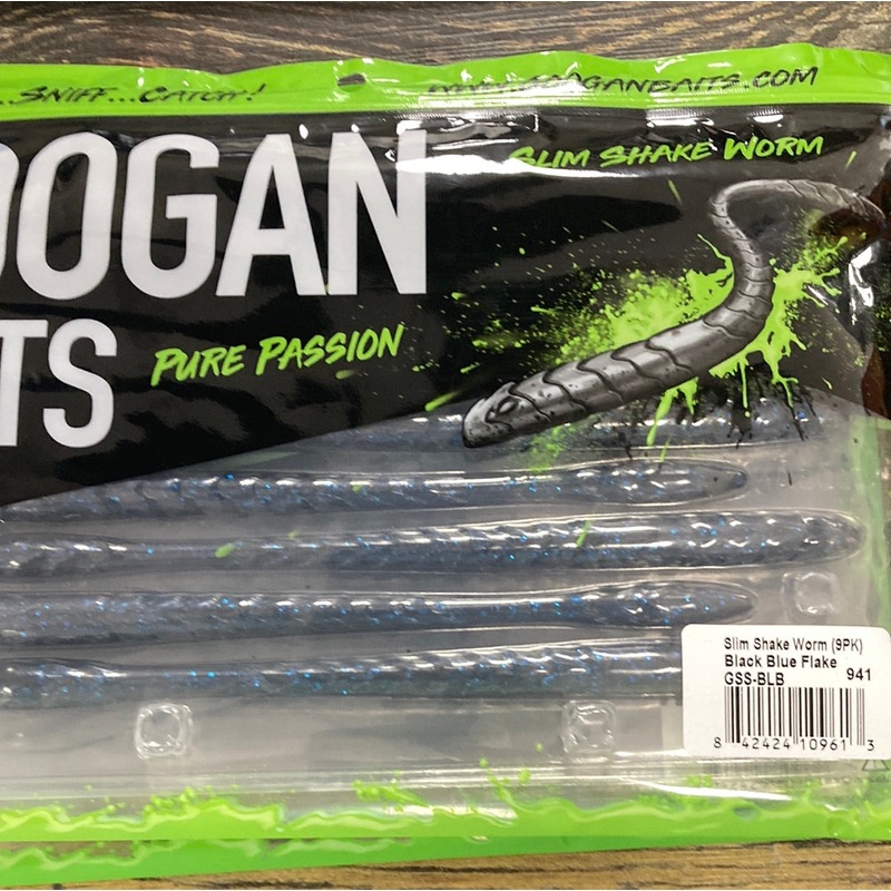 Googan Slim Shake Worm – Black Blue Flake