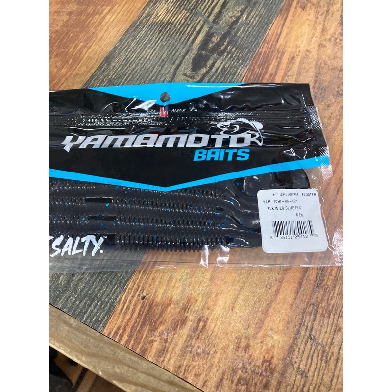 Yamamoto Ichi Worm Floater 10″ Black w/Lg Blue Flk