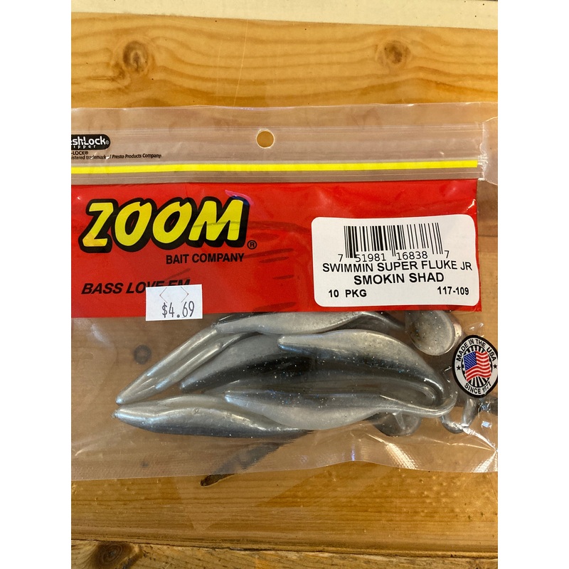 Zoom Swimmin Super Fluke Jr. – Smokin Shad