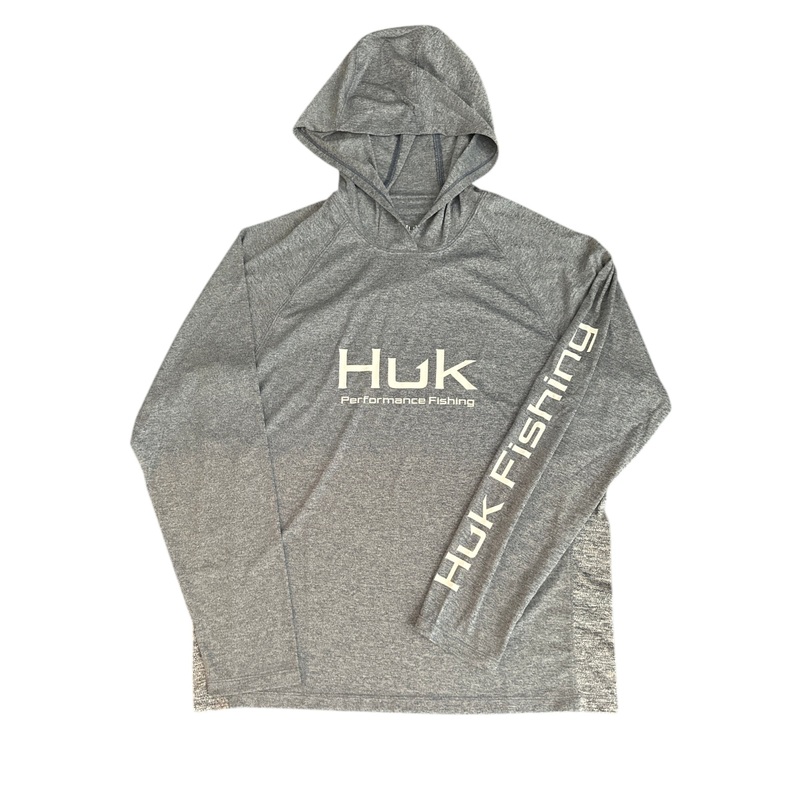HUK Pursuit LS Hoodie Heather Navy Small