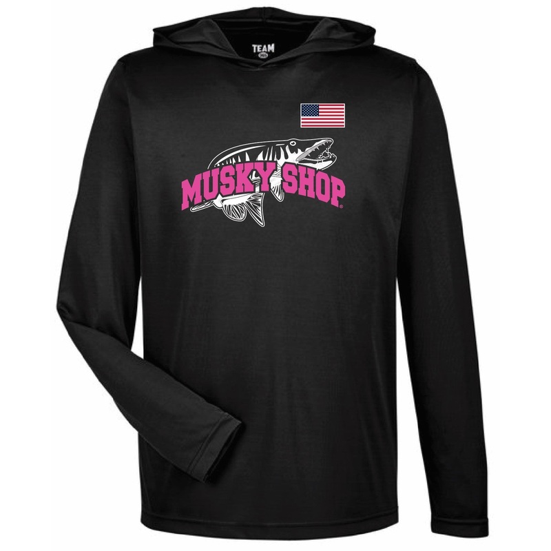 Musky Shop Team 365 Performance Long Sleeve Hoodie UV Black Pink