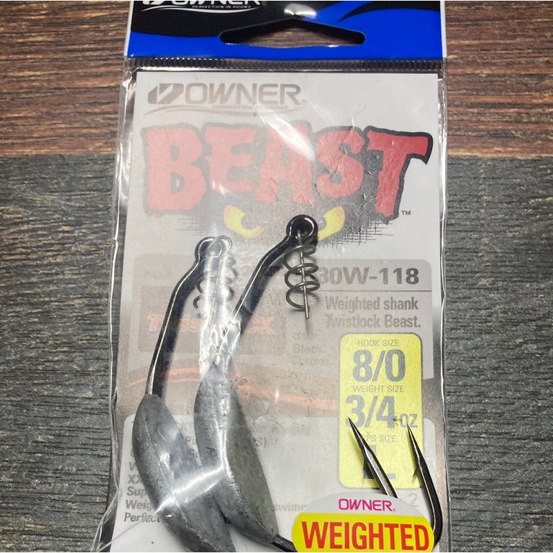 Owner Beast Weighted Hooks 8/0 – 3/4 oz.