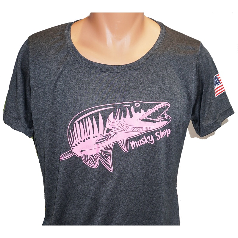 Musky Shop Sport Tek Ladies Heather Scoop T-Shirt Graphite Heather