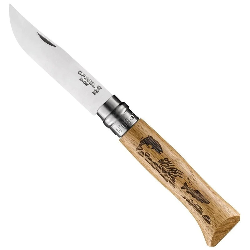 Opinel No.08 Oak Engraved Handle Folding Knife – Animalia