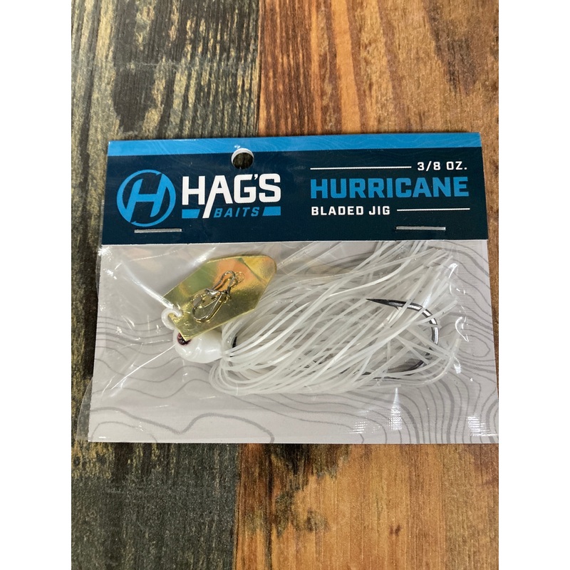 Hags Baits Hurricane – White 3/8 oz. Gold Blade