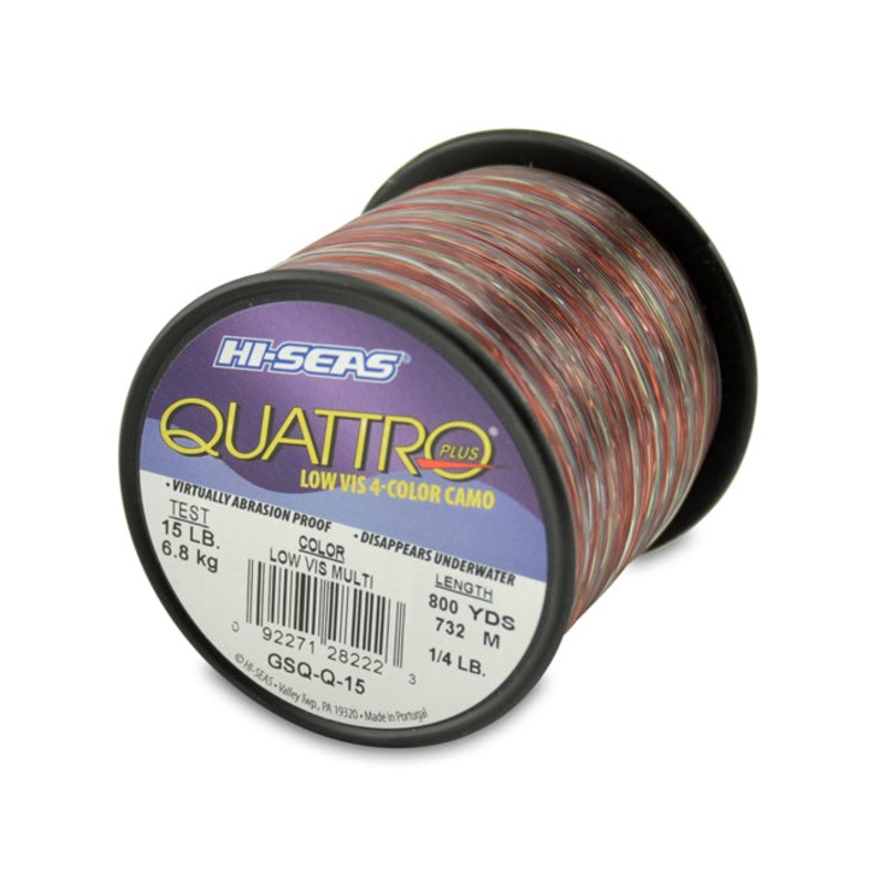Hi-Seas Quattro Low-Vis Camo Monofilament Line – 1/4 lb. Spools