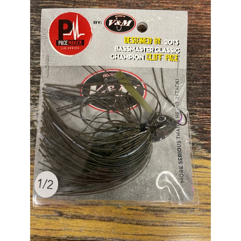 V & M Pulse Swim Jig – Green Pumpkin Blue Haze