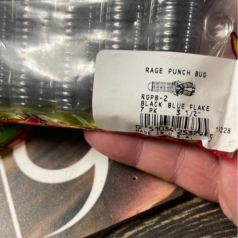 Strike King Rage Tail Punch Bug 3-1/2″ Black Blue Flake