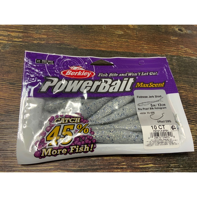 Berkley Flatnose Jerk Shad 5″ Blue Pearl/Black Hologram