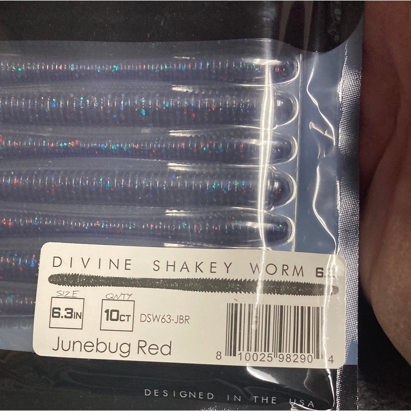 6th Sense Divine Shakey Worm 6.3″ Junebug Red