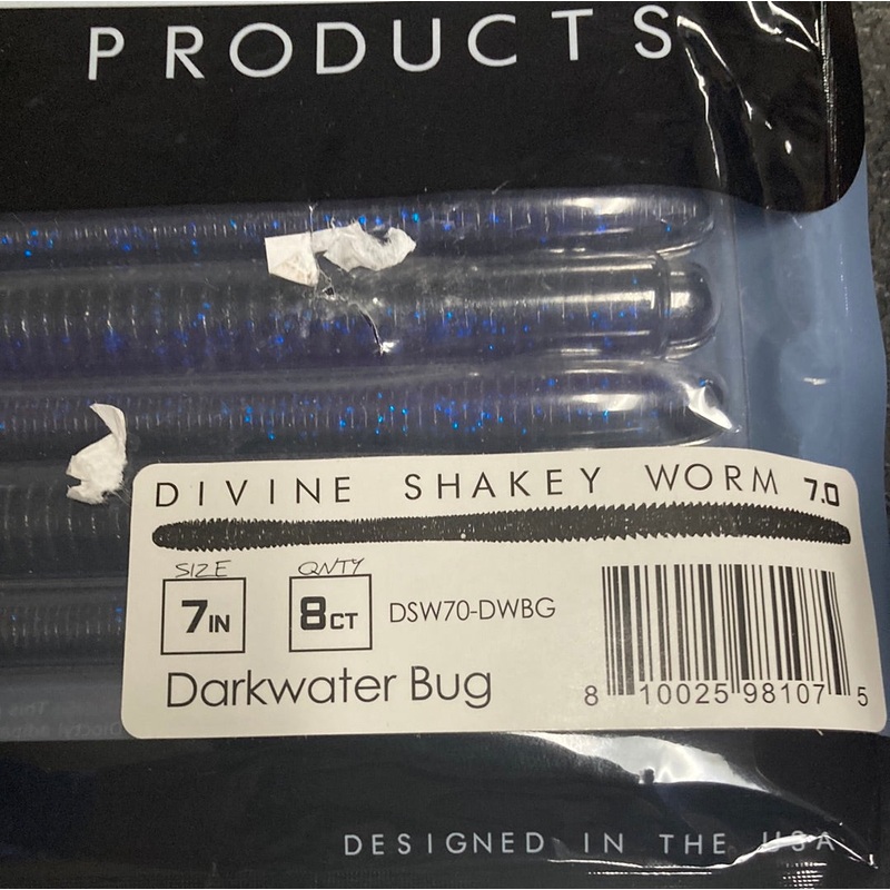 6th Sense Divine Shakey Worm 7.0″ Darkwater Bug