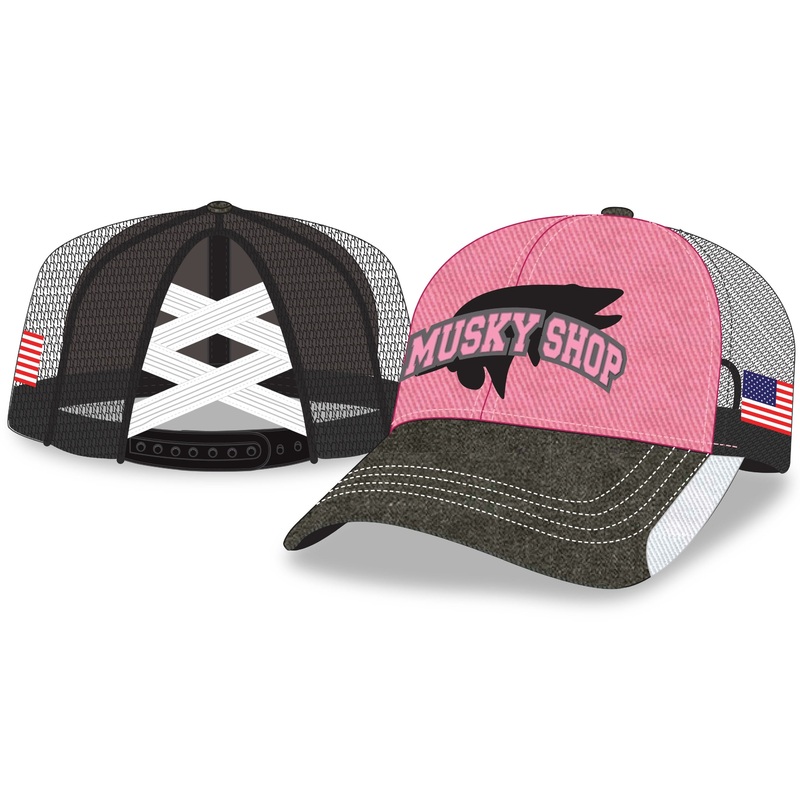 Musky Shop Black Pink Mesh Trucker Ponytail Cap