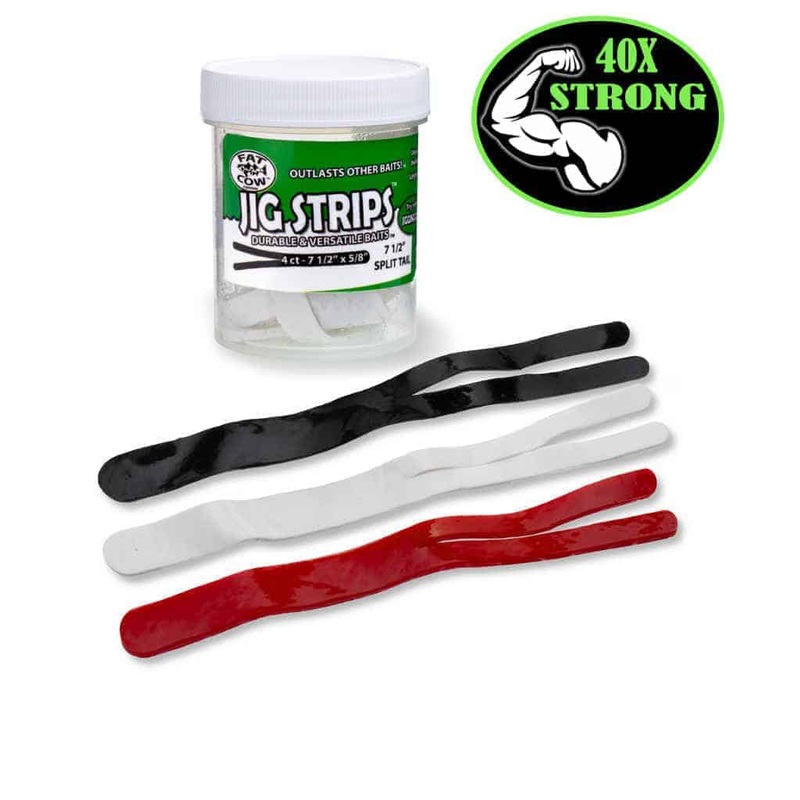 Fat Cow Jig Strips Split Tail 7 1/2 – 4 ct Squid Scented