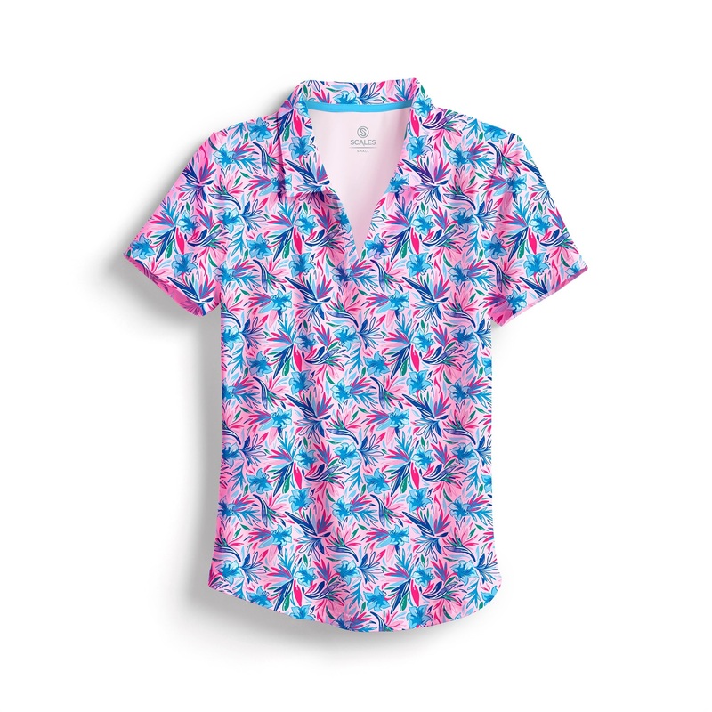 SCALES Wild Flowers Womens Short Sleeve Polo
