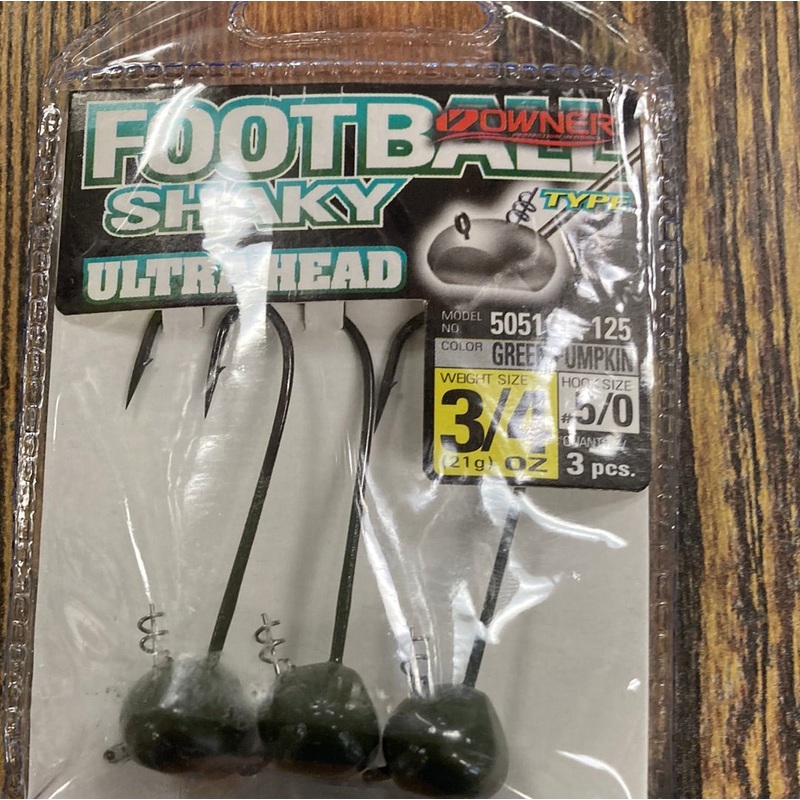 Owner Football Ultra Shaky Head 3/4 oz. 5/0 Green Pumpkin