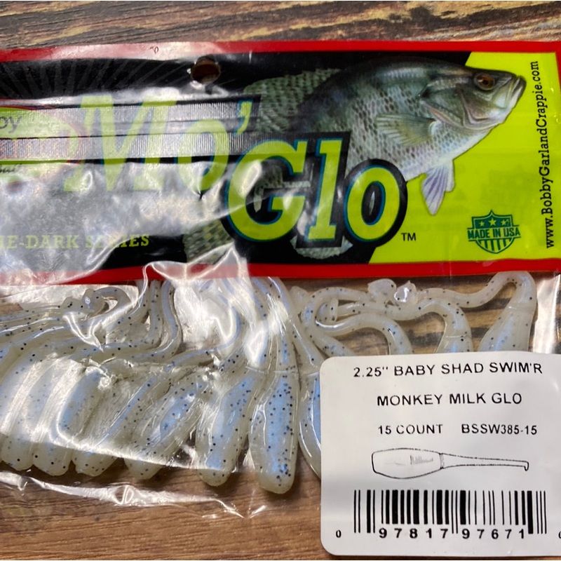 Bobby Garland 2.25 Baby Shad Swimr Monkey Milk Glo