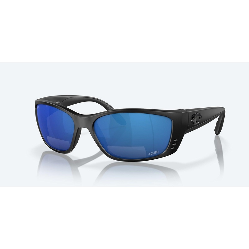 Costa Fisch Readers Matte Black Frame With Blue Mirror Lens 580P Polarized Sunglasses