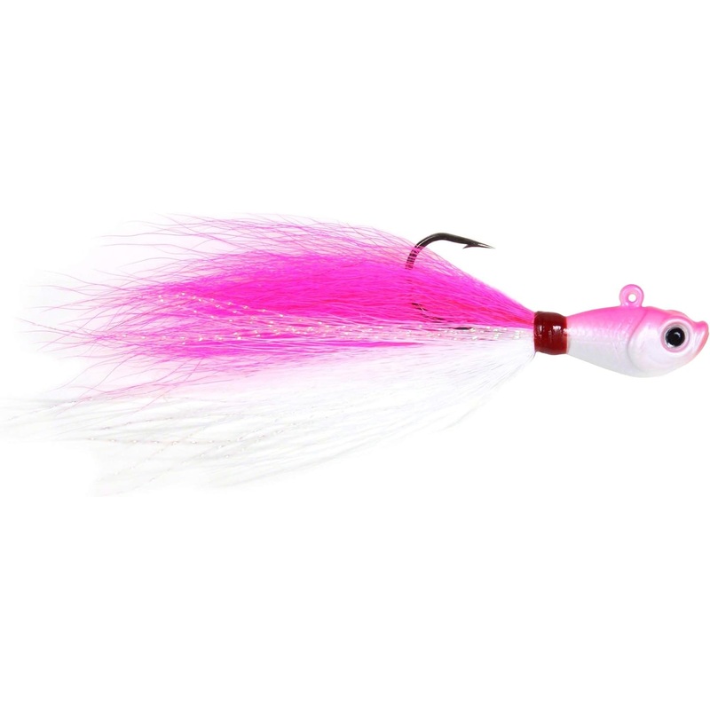 Sea Striker Bucktail Jig, Holographic Eyes, Black Nickel, 8oz, Chartreuse