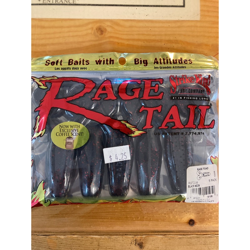 Strike King Rage Tail Rage Toad – Black Neon