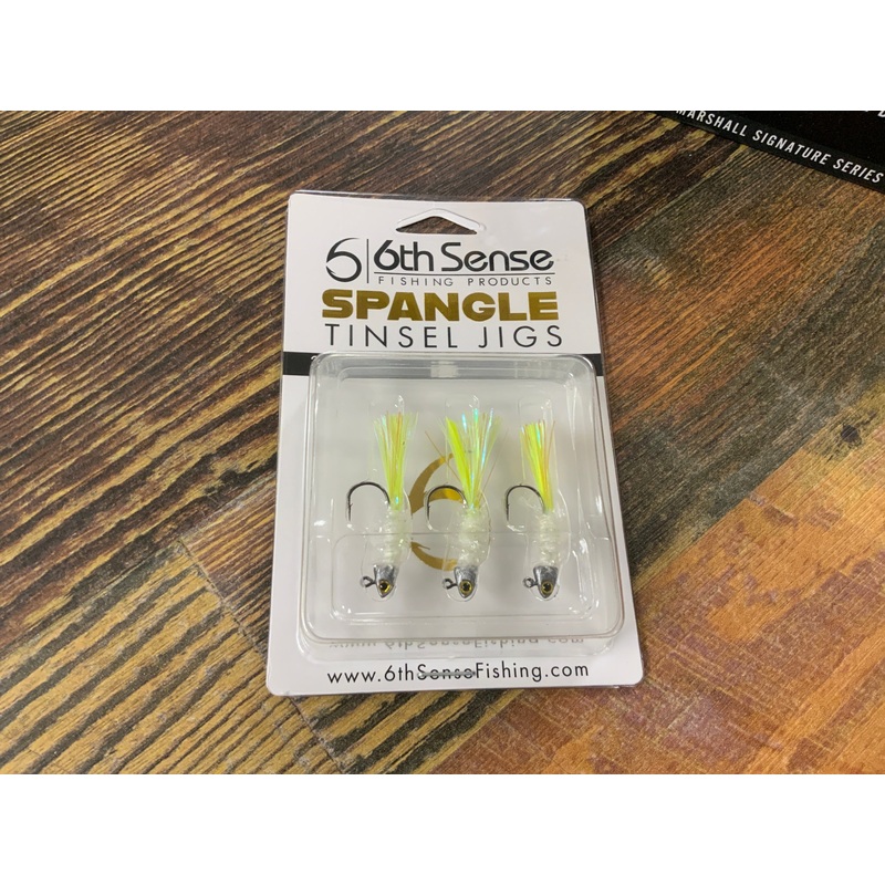 6th Sense Spangle Tinsel Jigs 1/32 oz. Shad Treuse