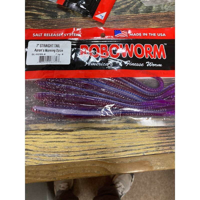 Roboworm Straight Tail Worm 7″ Aarons Morning Dawn