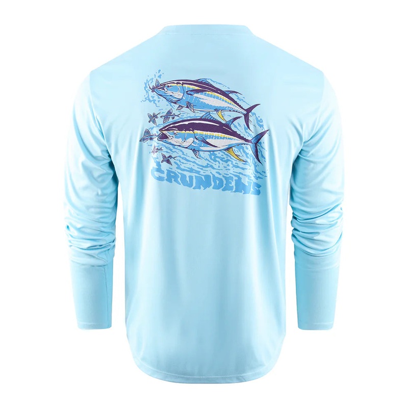 Grunden’s Twin Tuna Long Sleeve Technical Tee Shirt – Aquamarine