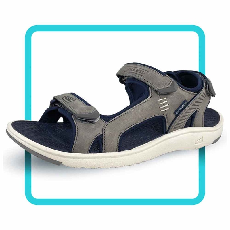 Skuze Cabo 4 Point Grey & Navy Strap Sandal