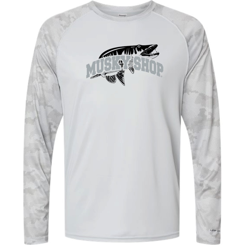 Musky Shop Cayman Performance Camo Long Sleeve Aluminum Black-Charcoal