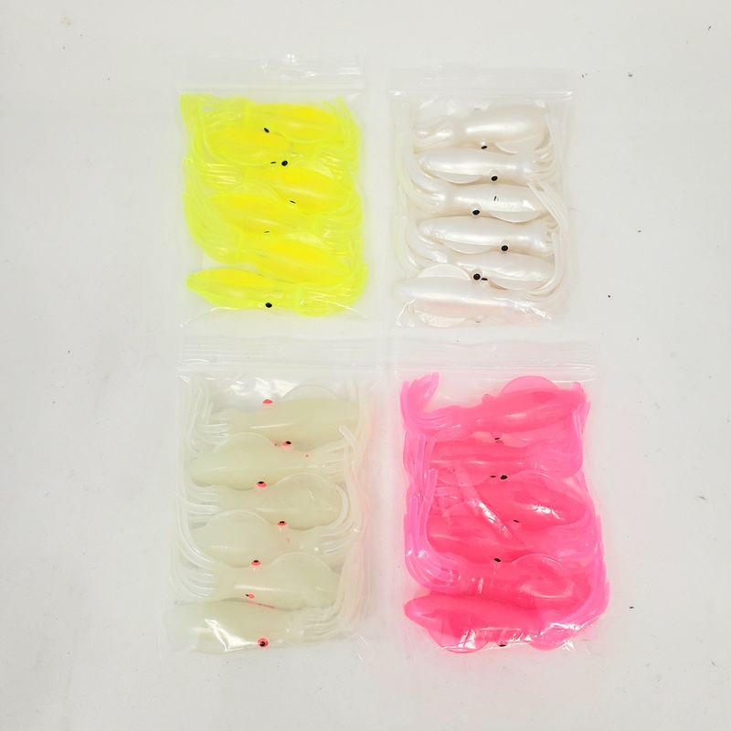 J&B Tackle Mini-Squid 3″Soft Plastic Fishing baits 6 pack