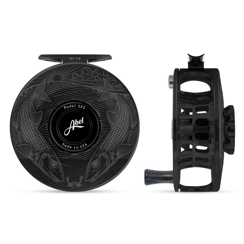 Abel SDS 7/8 Fly Reel – Solid Black Underwood – Tailing Bones / Black Drag Knob & Ebony Handle