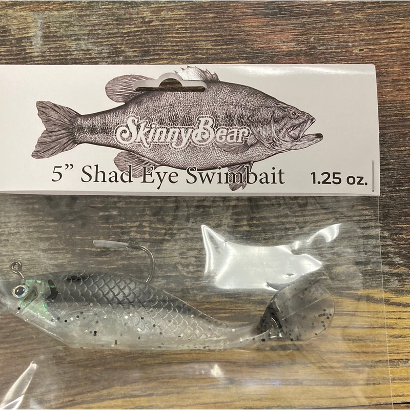 Skinny Bear Shad Eye Swimbait 1.25oz. 5″ Shad Smoke