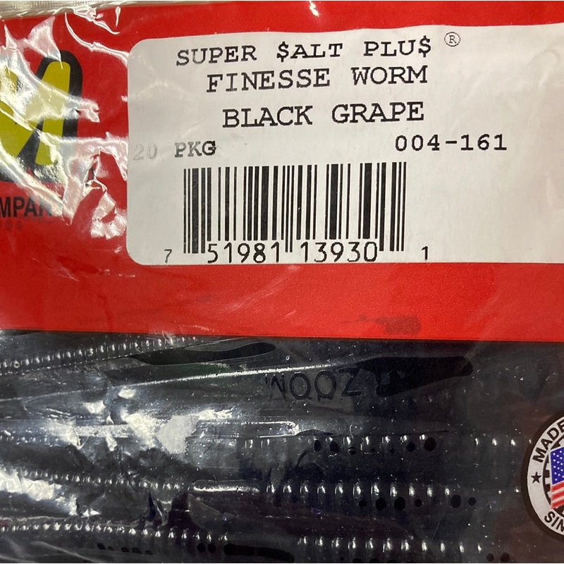 Zoom Finesse Worm – Black Grape
