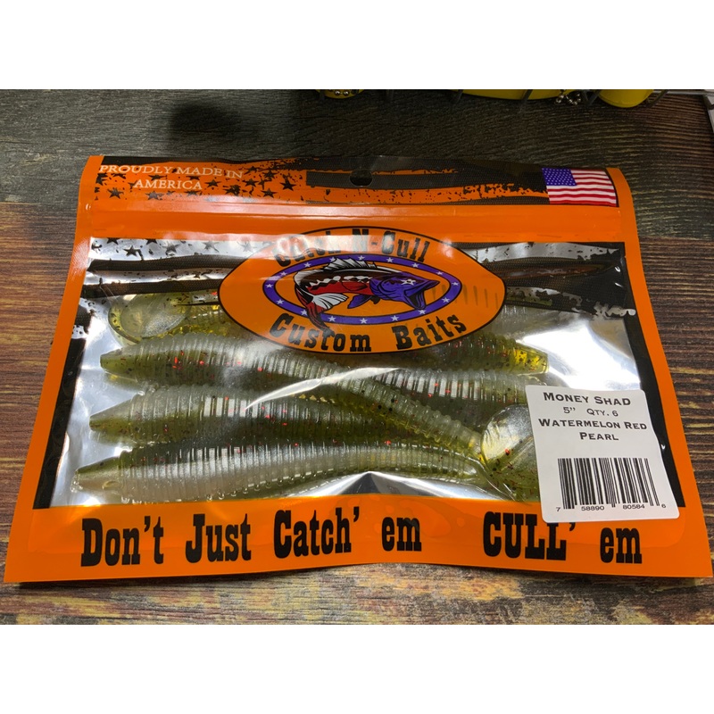Catch-N-Cull Money Shad 5″ Watermelon Red/Pearl
