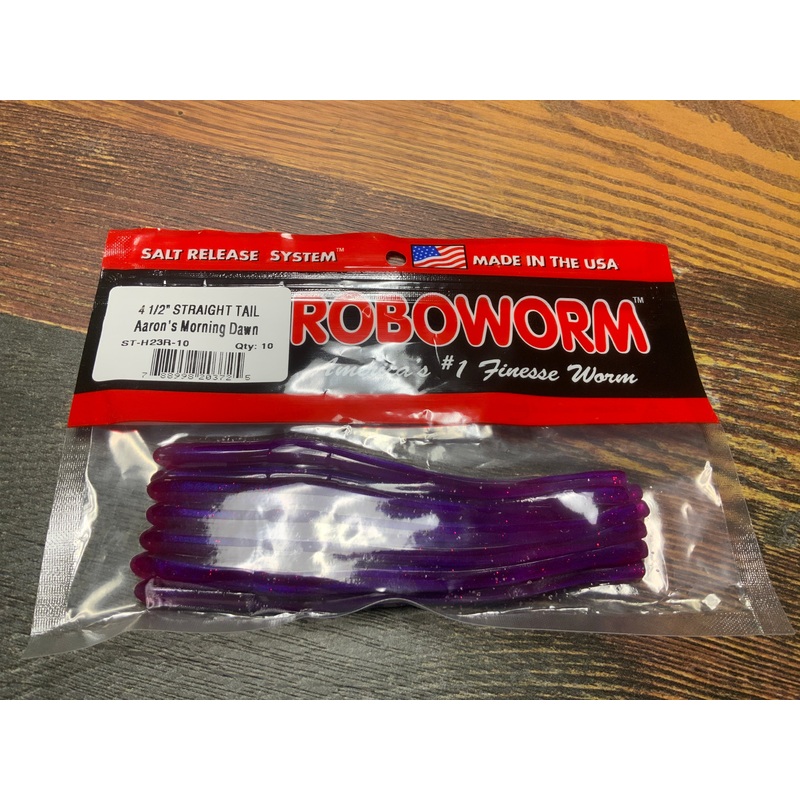 Roboworm Straight Tail 4.5″ Morning Dawn Red Flake