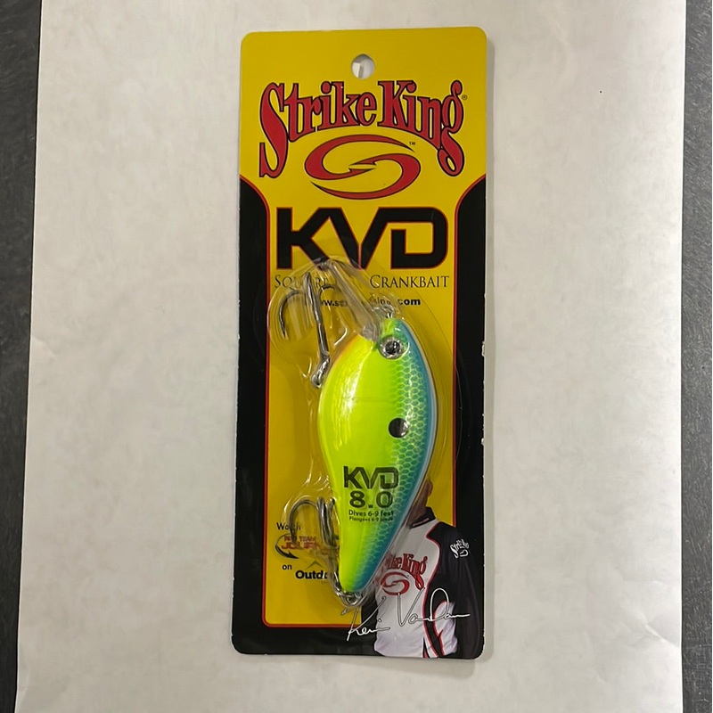 Strike King KVD 8.0 Square Bill Dives 6-9 Power Blue Back Chartreuse