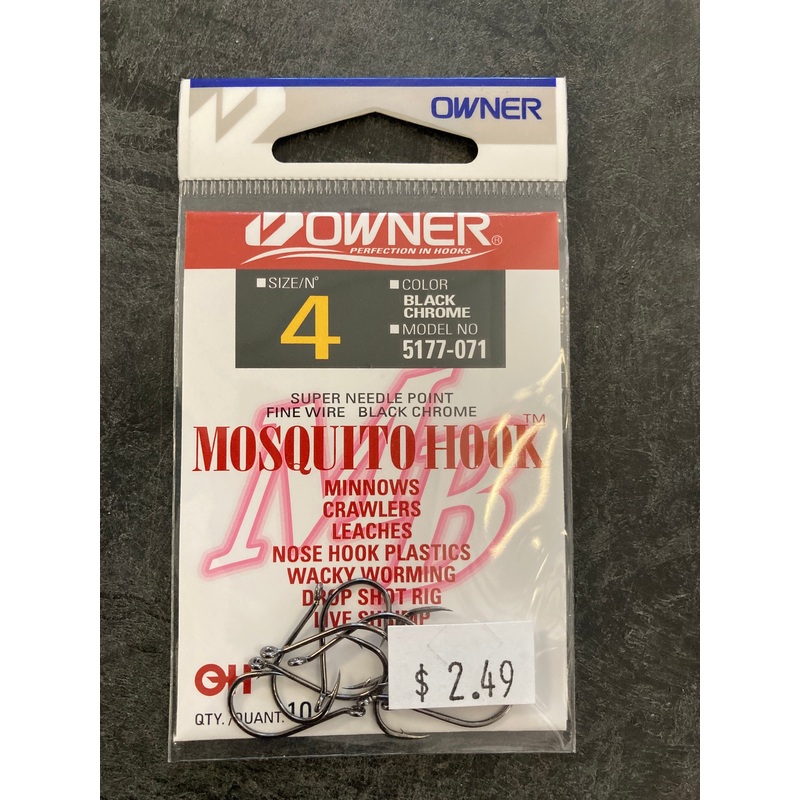 Owner Mosquito Hook #4 Black Chrome
